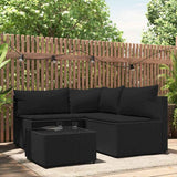vidaXL Banquette de jardin avec coussins en poly rotin noir