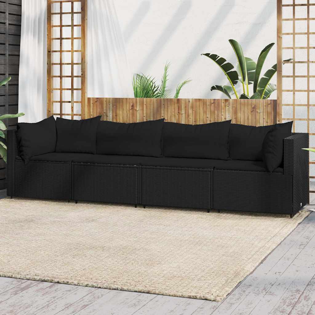 vidaXL Banc de jardin avec coussins 2 pièces poly rotin noir