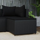 vidaXL Pot de fleurs avec coussins en poly rotin noir