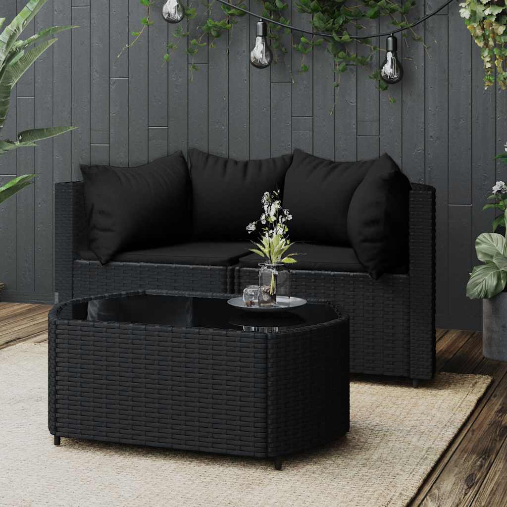 vidaXL Tuinhoekbanken met kussens 2 st poly rattan zwart