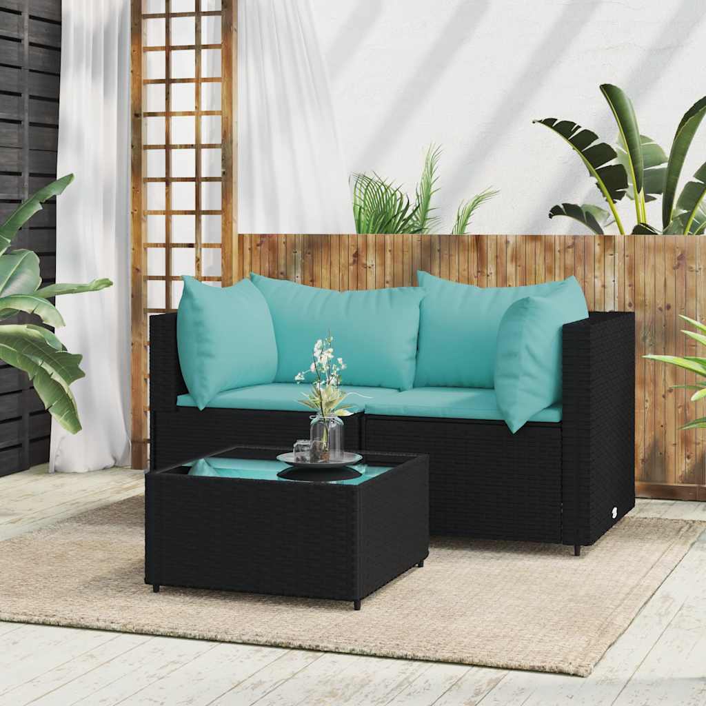 vidaXL Banc de jardin avec coussins 2 pièces poly rotin noir