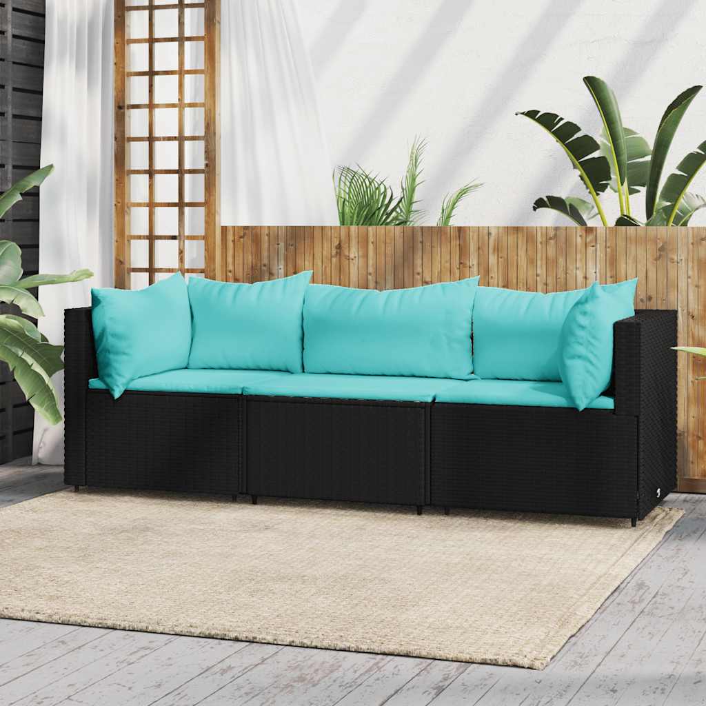 vidaXL Banc de jardin avec coussins 2 pièces poly rotin noir