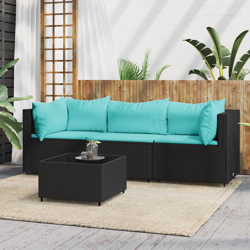 vidaXL Banc de jardin avec coussins 2 pièces poly rotin noir