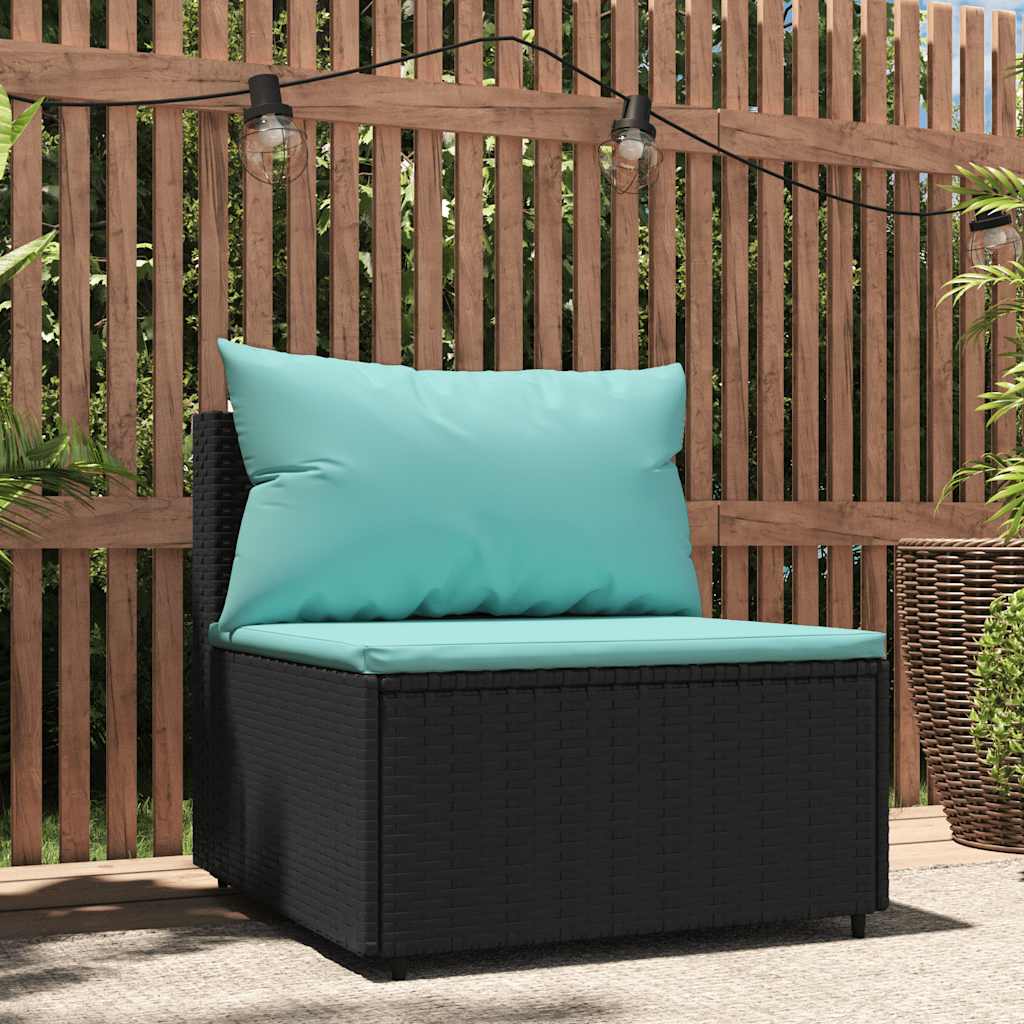 vidaXL Banquette de jardin avec coussins en poly rotin noir