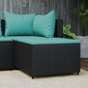 vidaXL Pot de fleurs avec coussins en poly rotin noir