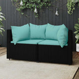 vidaXL Tuinhoekbanken met kussens 2 st poly rattan zwart
