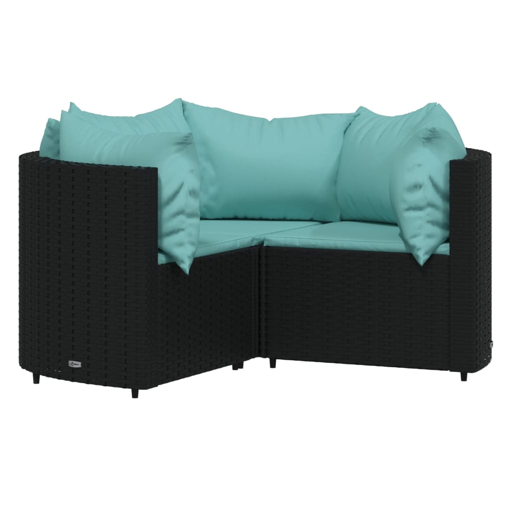 vidaXL 4-delige Loungeset met kussens poly rattan zwart