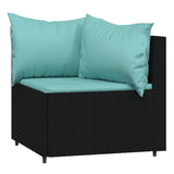 vidaXL 4-delige Loungeset met kussens poly rattan zwart