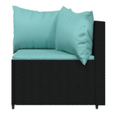 vidaXL 4-delige Loungeset met kussens poly rattan zwart