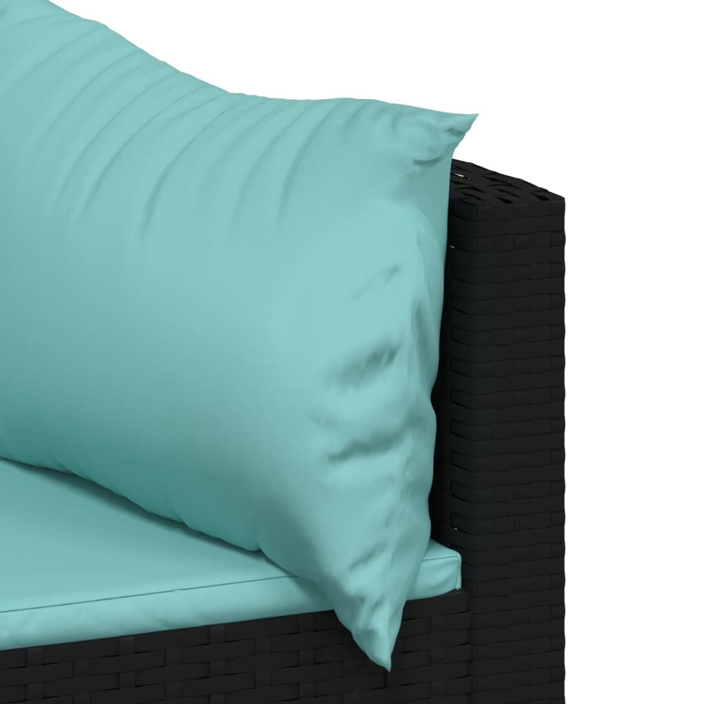 vidaXL 4-delige Loungeset met kussens poly rattan zwart