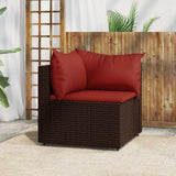 vidaXL Banquette de jardin avec coussins en poly rotin noir