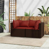 vidaXL Banc de jardin avec coussins 2 pièces poly rotin noir