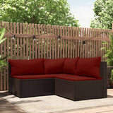 vidaXL Banquette de jardin avec coussins en poly rotin noir