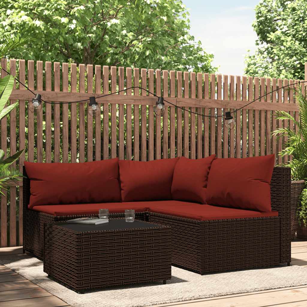 vidaXL Banquette de jardin avec coussins en poly rotin noir