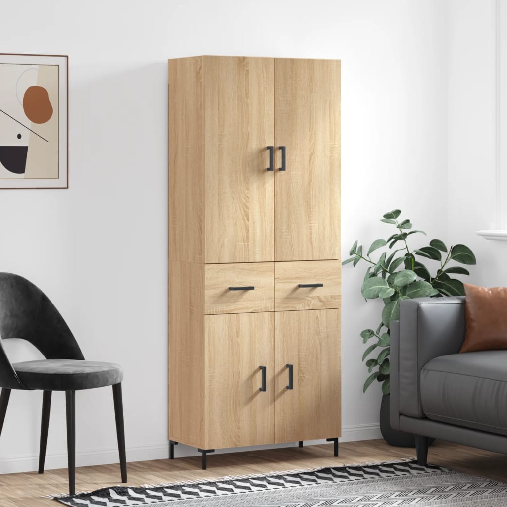 vidaXL Hoge kast 69,5x34x180 cm bewerkt hout sonoma eikenkleurig
