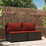 vidaXL Banquette de jardin avec coussins en poly rotin noir