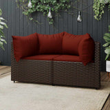 vidaXL Tuinhoekbanken met kussens 2 st poly rattan zwart