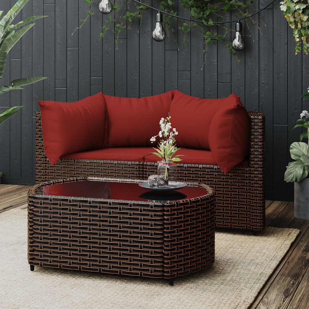 vidaXL Tuinhoekbanken met kussens 2 st poly rattan zwart