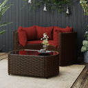 vidaXL 4-delige Loungeset met kussens poly rattan zwart