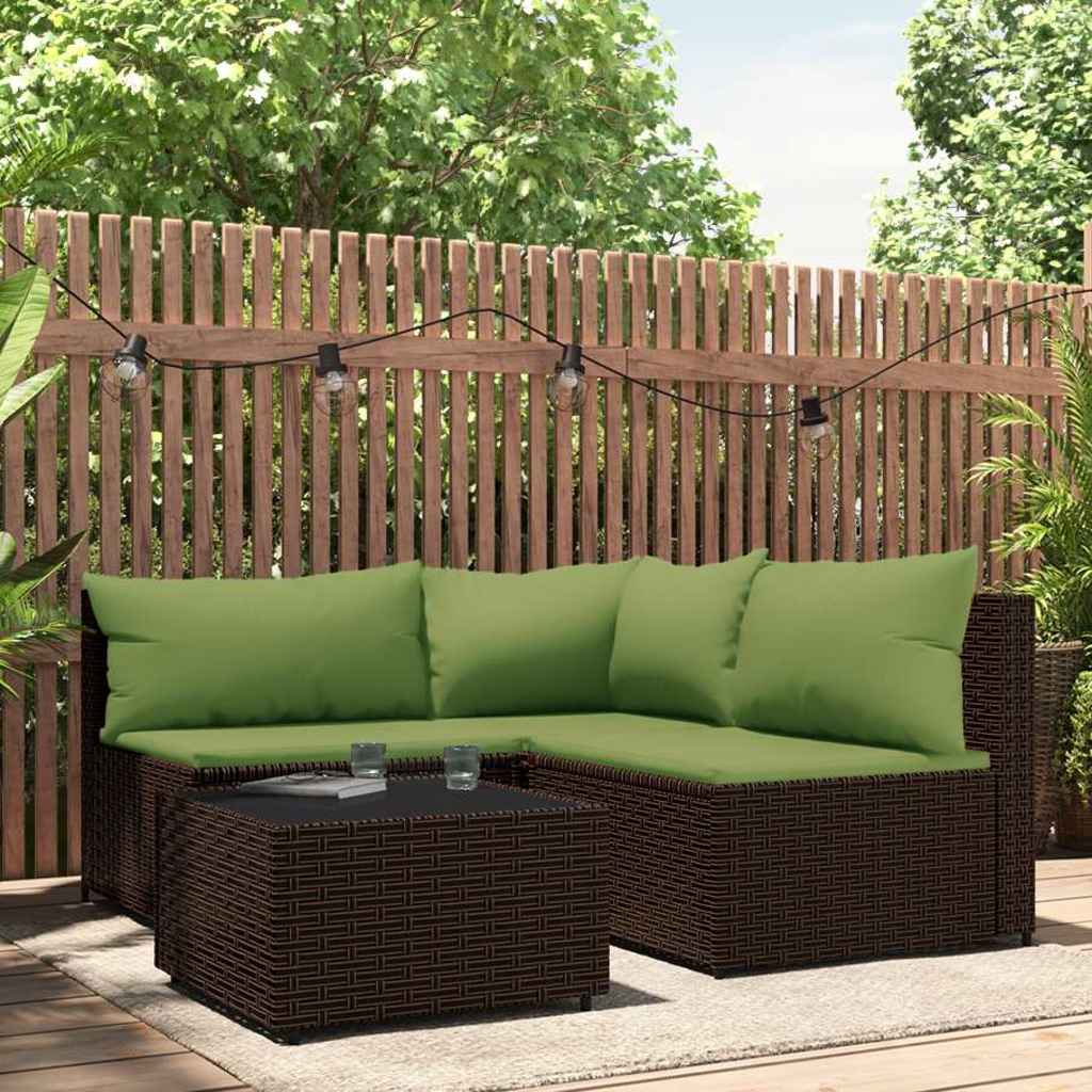 vidaXL Banquette de jardin avec coussins en poly rotin noir