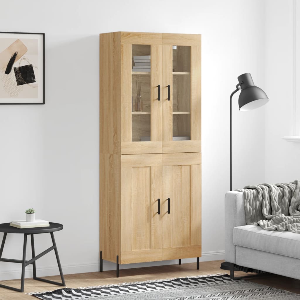 vidaXL Hoge kast 69,5x34x180 cm bewerkt hout wit