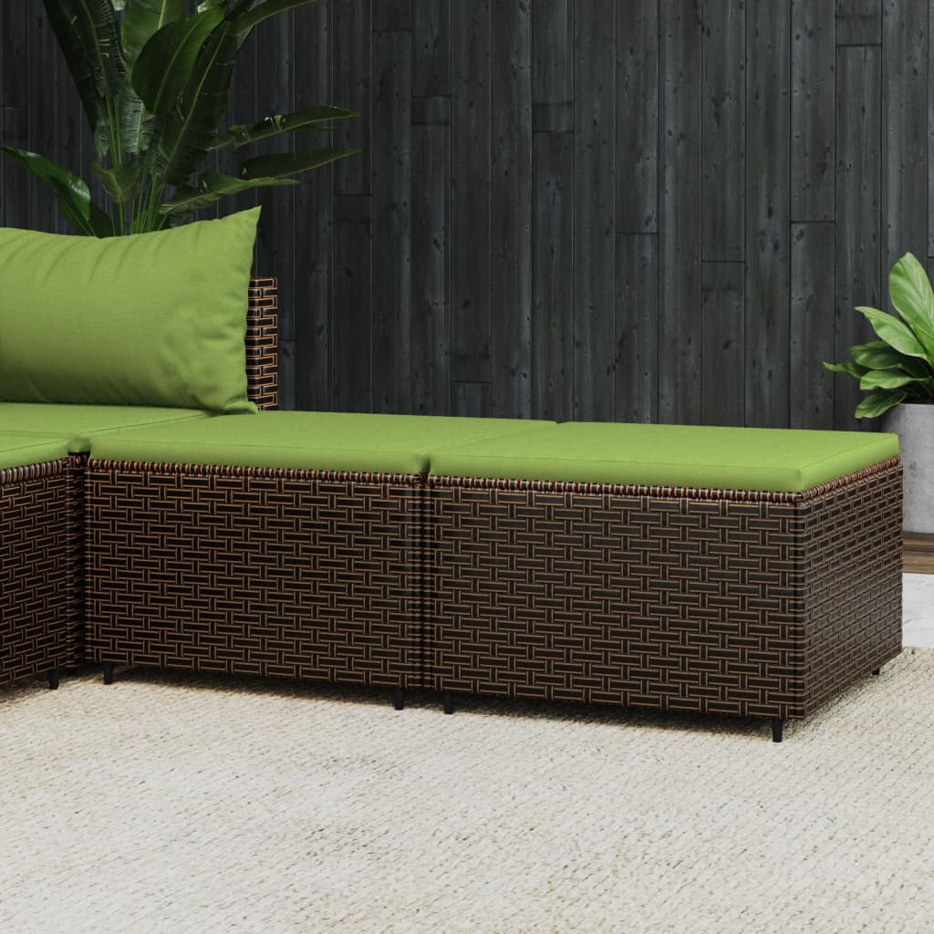 vidaXL Voetensteun met kussen poly rattan zwart