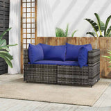 vidaXL Banc de jardin avec coussins 2 pièces poly rotin noir