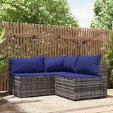 vidaXL Banquette de jardin avec coussins en poly rotin noir