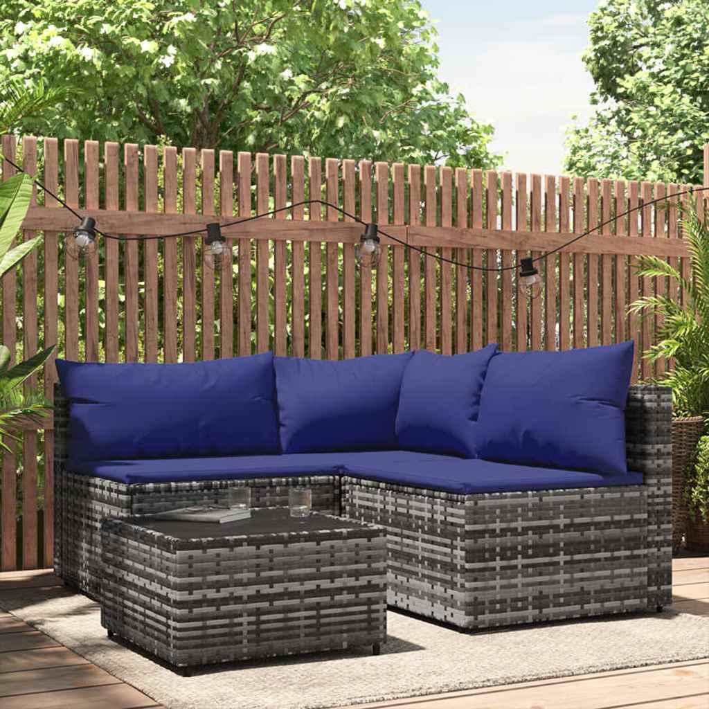 vidaXL Banquette de jardin avec coussins en poly rotin noir