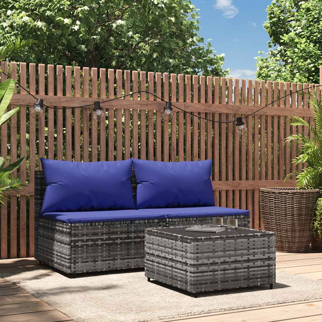 vidaXL Banquette de jardin avec coussins en poly rotin noir