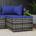 vidaXL Pot de fleurs avec coussins en poly rotin noir