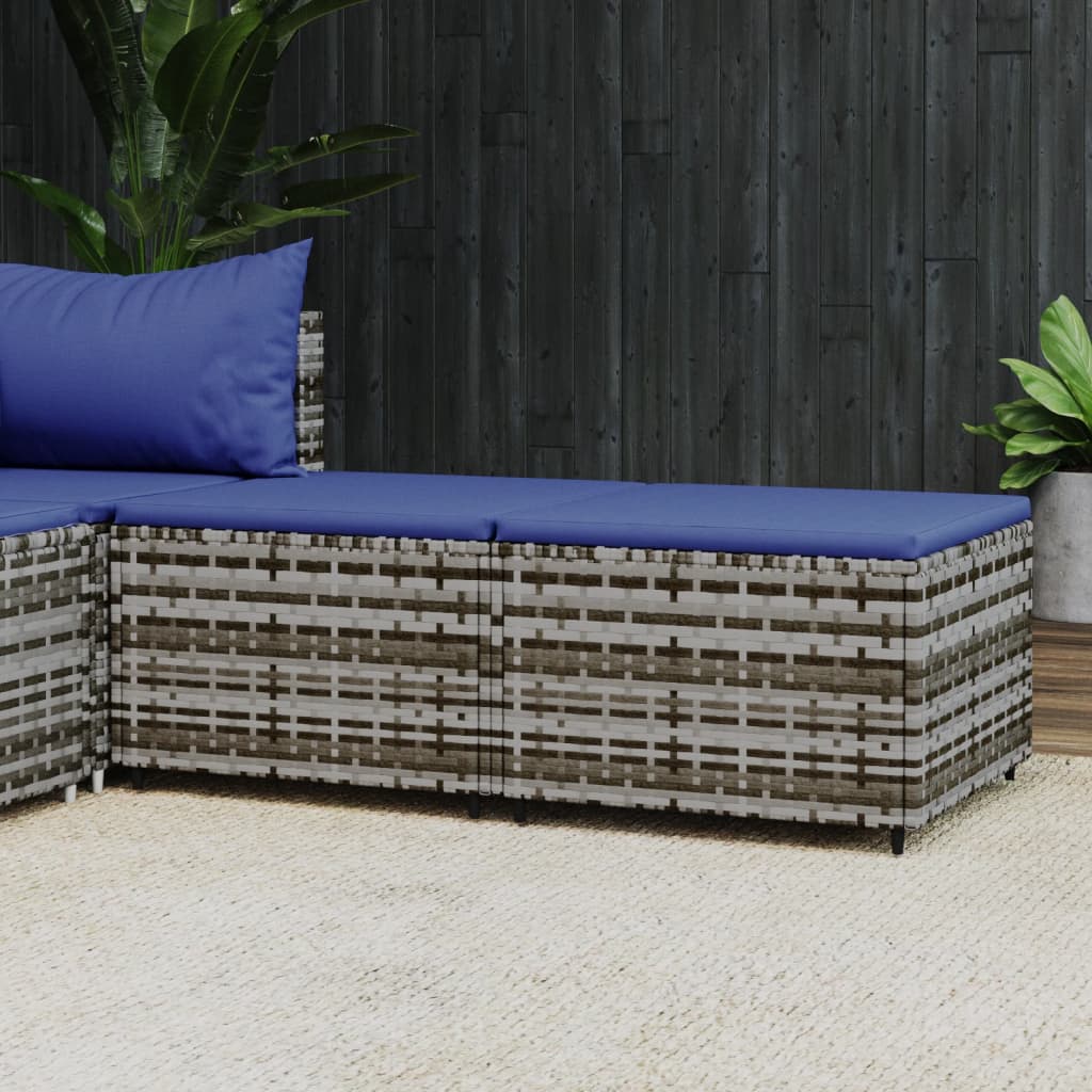 vidaXL Voetensteun met kussen poly rattan zwart