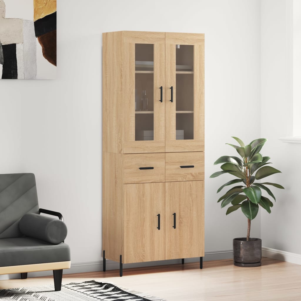 vidaXL Hoge kast 69,5x34x180 cm bewerkt hout wit