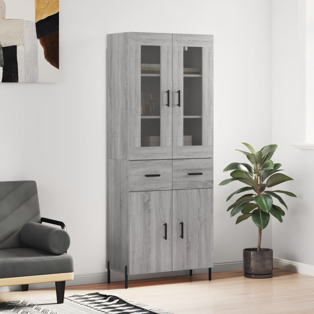 vidaXL Hoge kast 69,5x34x180 cm bewerkt hout wit