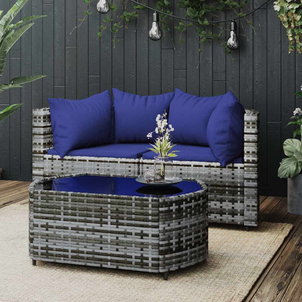 vidaXL Tuinhoekbanken met kussens 2 st poly rattan zwart