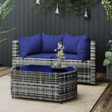 vidaXL Tuinhoekbanken met kussens 2 st poly rattan zwart