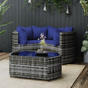 vidaXL 4-delige Loungeset met kussens poly rattan zwart