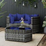 vidaXL 4-delige Loungeset met kussens poly rattan zwart