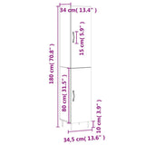 vidaXL Hoge kast 34,5x34x180 cm bewerkt hout betongrijs
