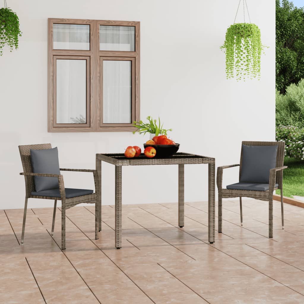 vidaXL Garden Dining Chairs 2 pcs with cushions poly rattan black