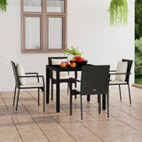 vidaXL Garden Dining Chairs 2 pcs with cushions poly rattan black