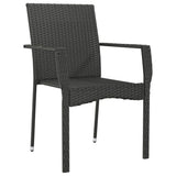 vidaXL Garden Dining Chairs 2 pcs with cushions poly rattan black