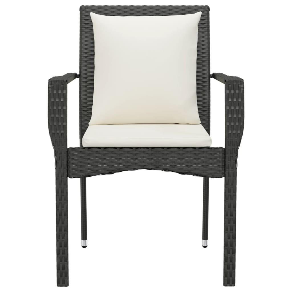 vidaXL Garden Dining Chairs 2 pcs with cushions poly rattan black