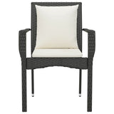 vidaXL Garden Dining Chairs 2 pcs with cushions poly rattan black