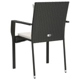 vidaXL Garden Dining Chairs 2 pcs with cushions poly rattan black