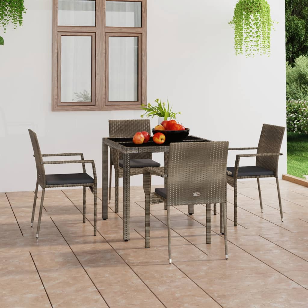 vidaXL Tuinstoelen 2 st met kussens poly rattan zwart