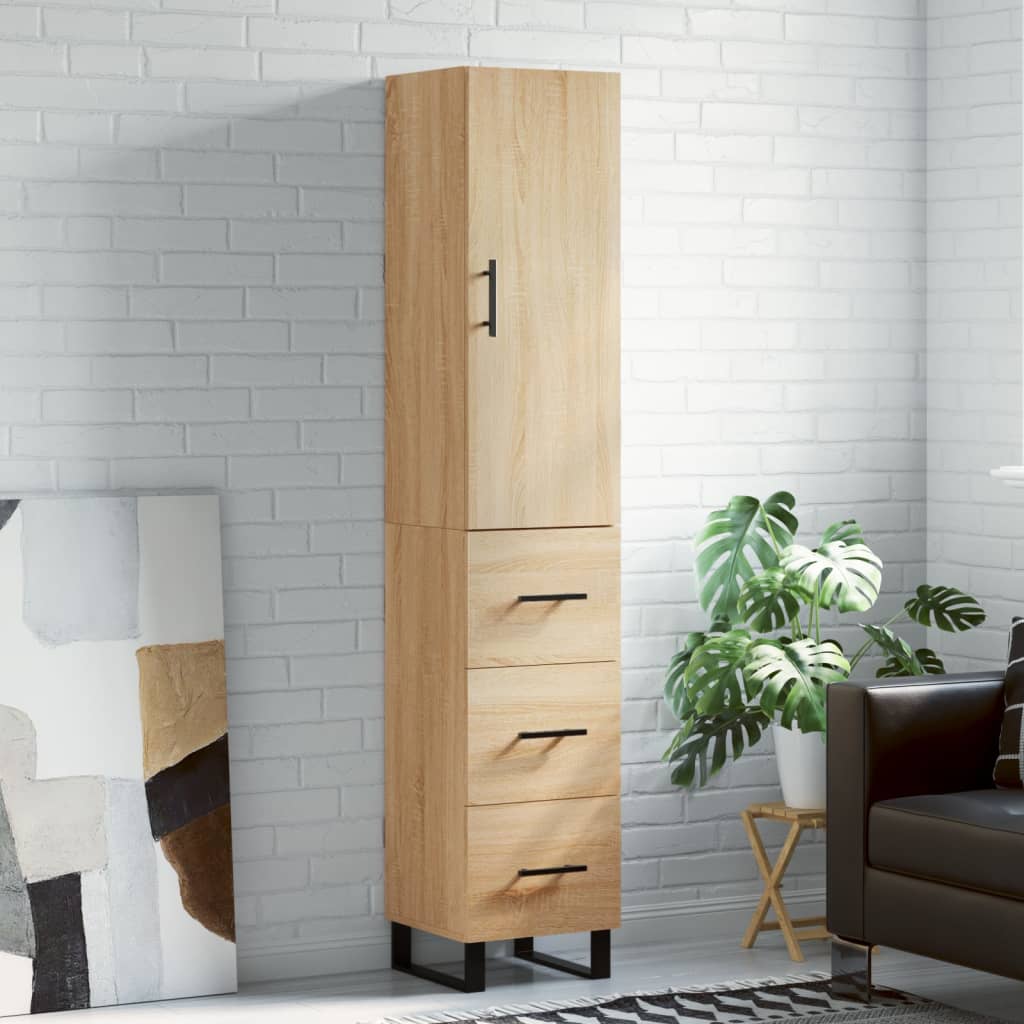 vidaXL Hoge kast 34,5x34x180 cm bewerkt hout wit