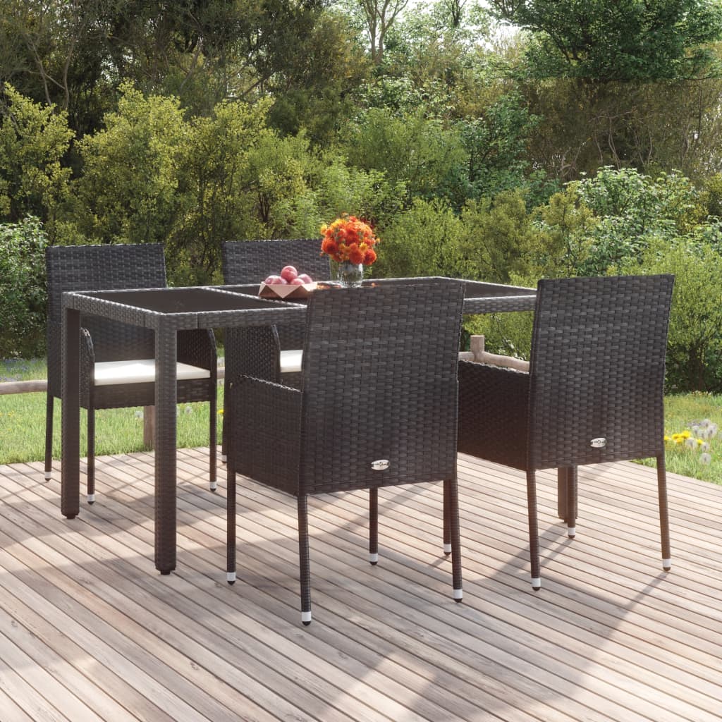 vidaXL Tuinstoelen 2 st met kussens poly rattan zwart
