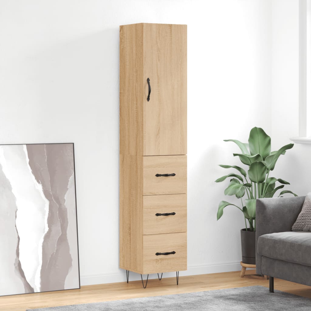 vidaXL Hoge kast 34,5x34x180 cm bewerkt hout wit