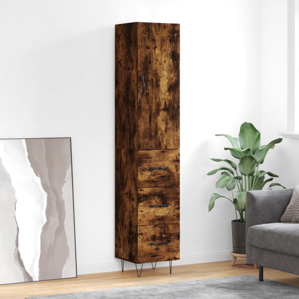 vidaXL Hoge kast 34,5x34x180 cm bewerkt hout wit